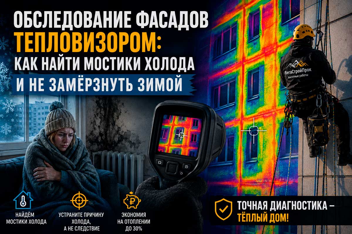 Обследование фасадов тепловизором